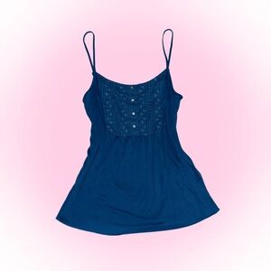 Halogen Navy Eyelet Button Spaghetti Strap Camisole